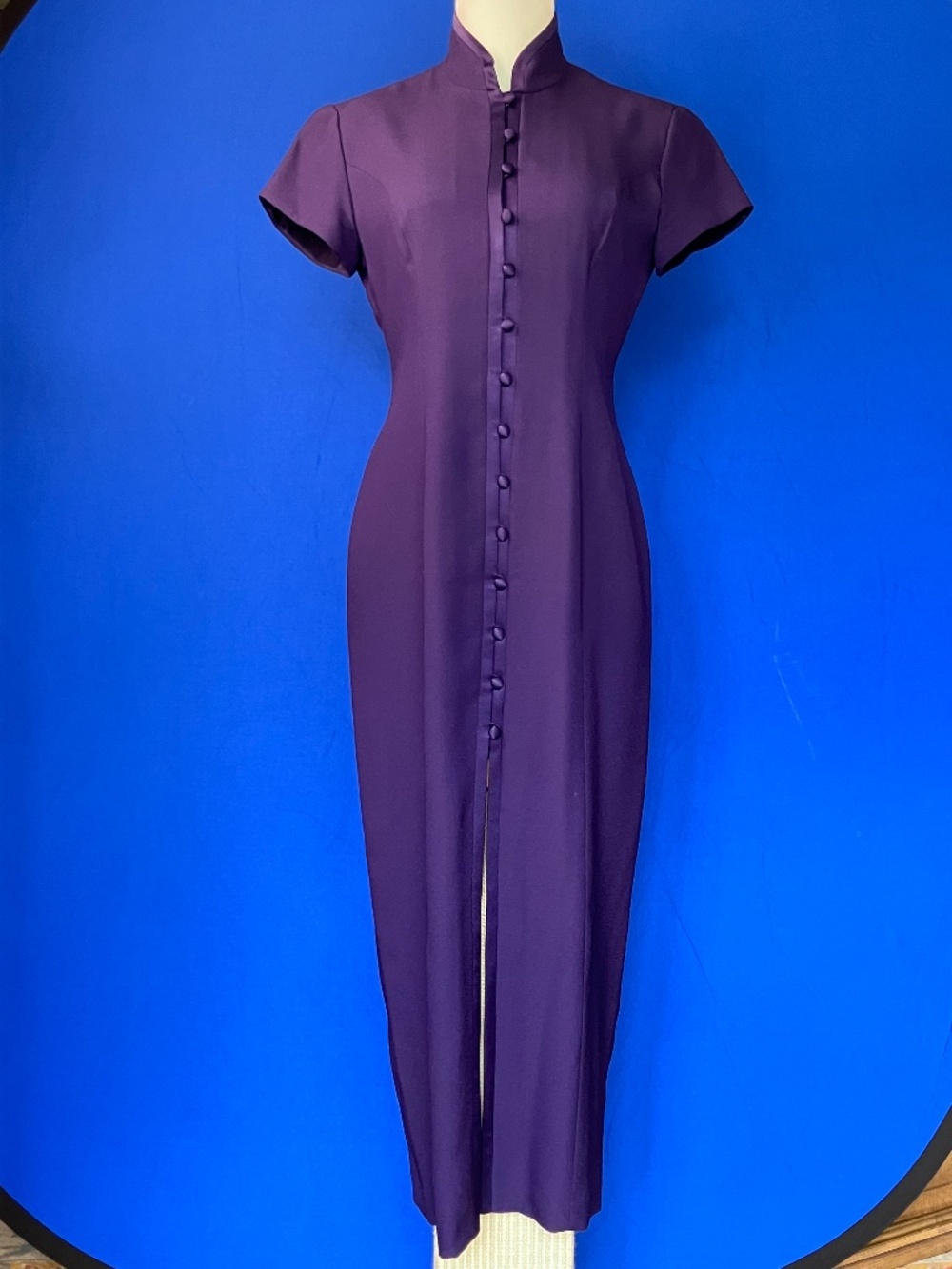 SZ 6P Jones NY Vintage Purple Maxi dress with Mandarin Collar